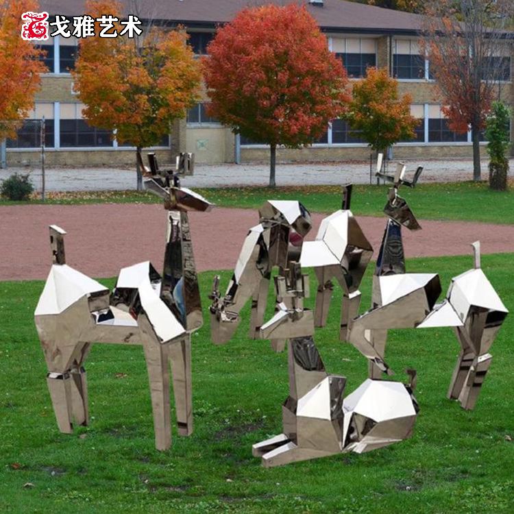 不锈钢小鹿奔跑雕塑